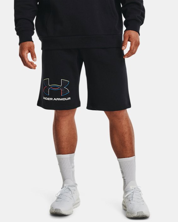 男士UA Rival Fleece Graphic短褲, Black, pdpMainDesktop image number 0